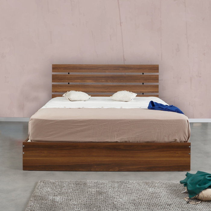 Hanah Home Somier Doble 140 - Walnut, 145x205 cm, 100 cm Alto, Tablero Melamina, Estructura Metálica, Color Nogal